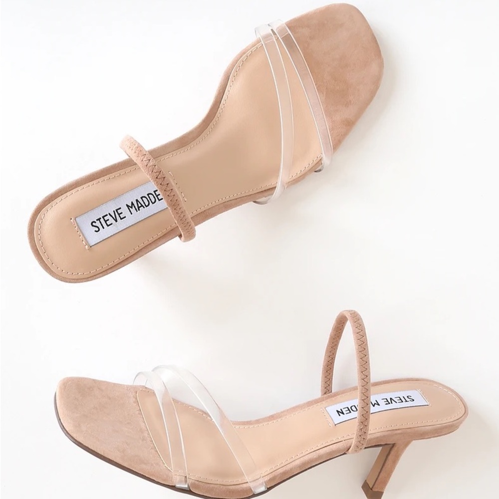 NWT Steve Madden Loft Clear Nude Strappy Heel Sandal